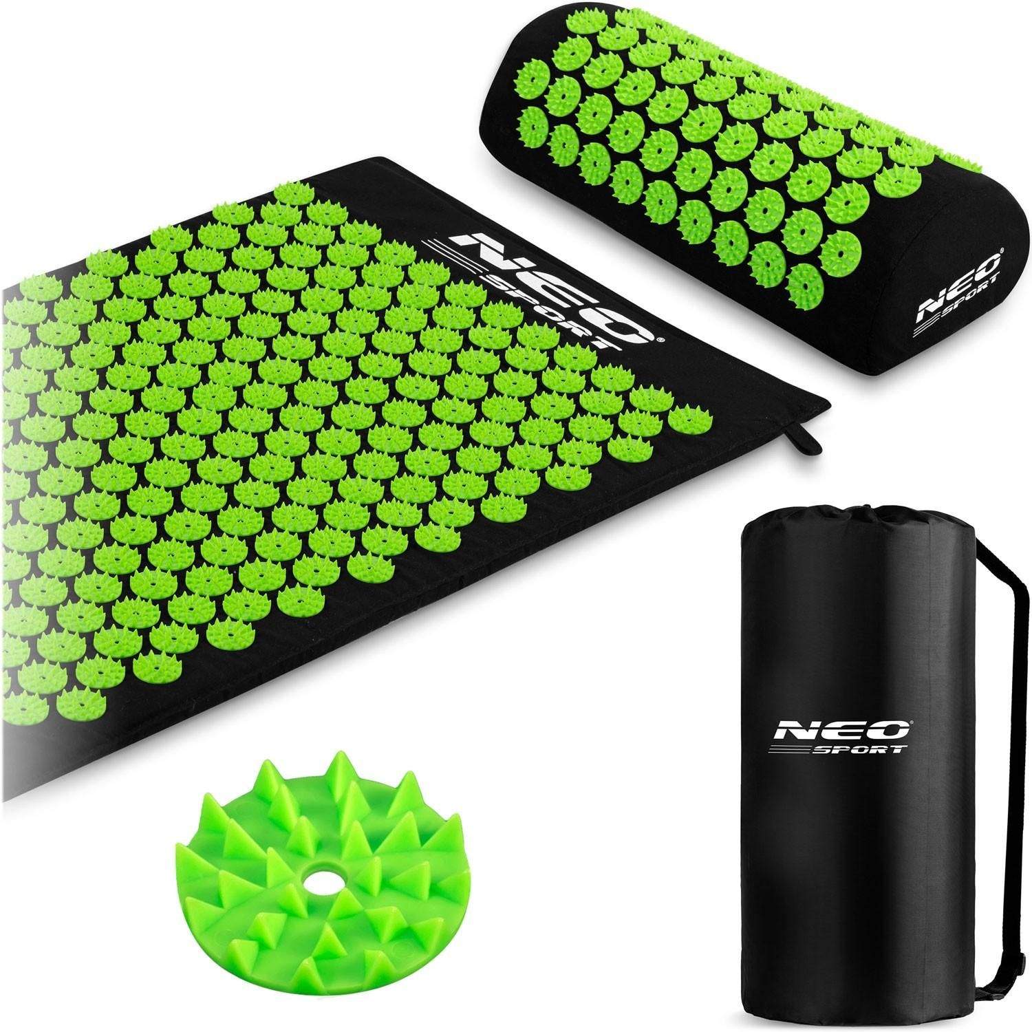 Neo-Sport NS-900 akupressurmåtte med spids, sort og grøn