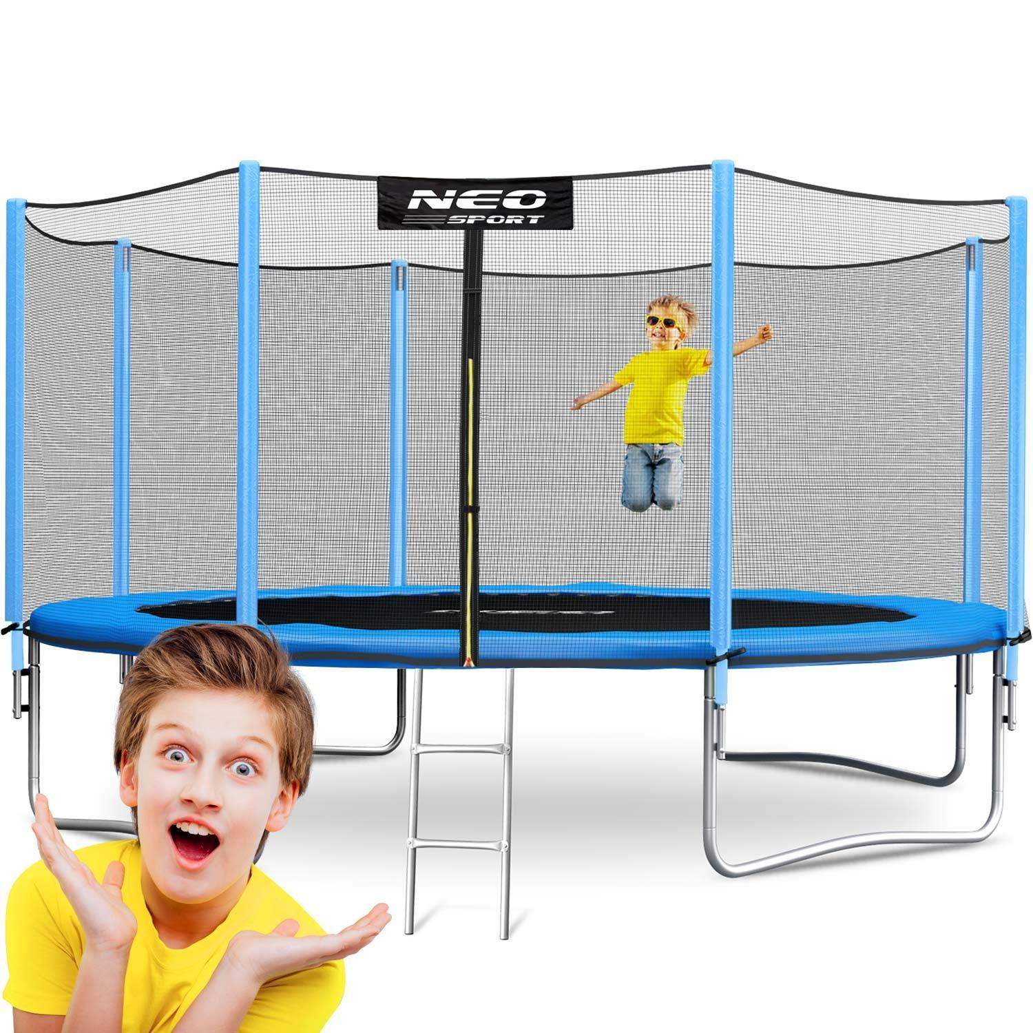 Havetrampolin 14ft/435cm med udvendigt net og stige Neo-Sport