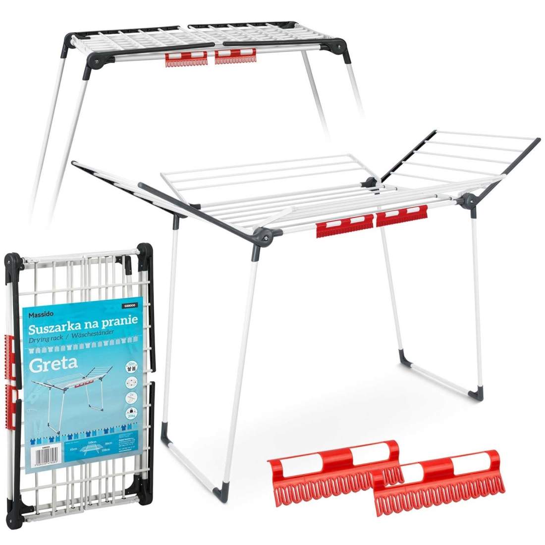 Greta hopfällbar stående tvätttork, 21 meter | Hem & Hobby - Hem & Hushåll - Tvätt | Pryloteket