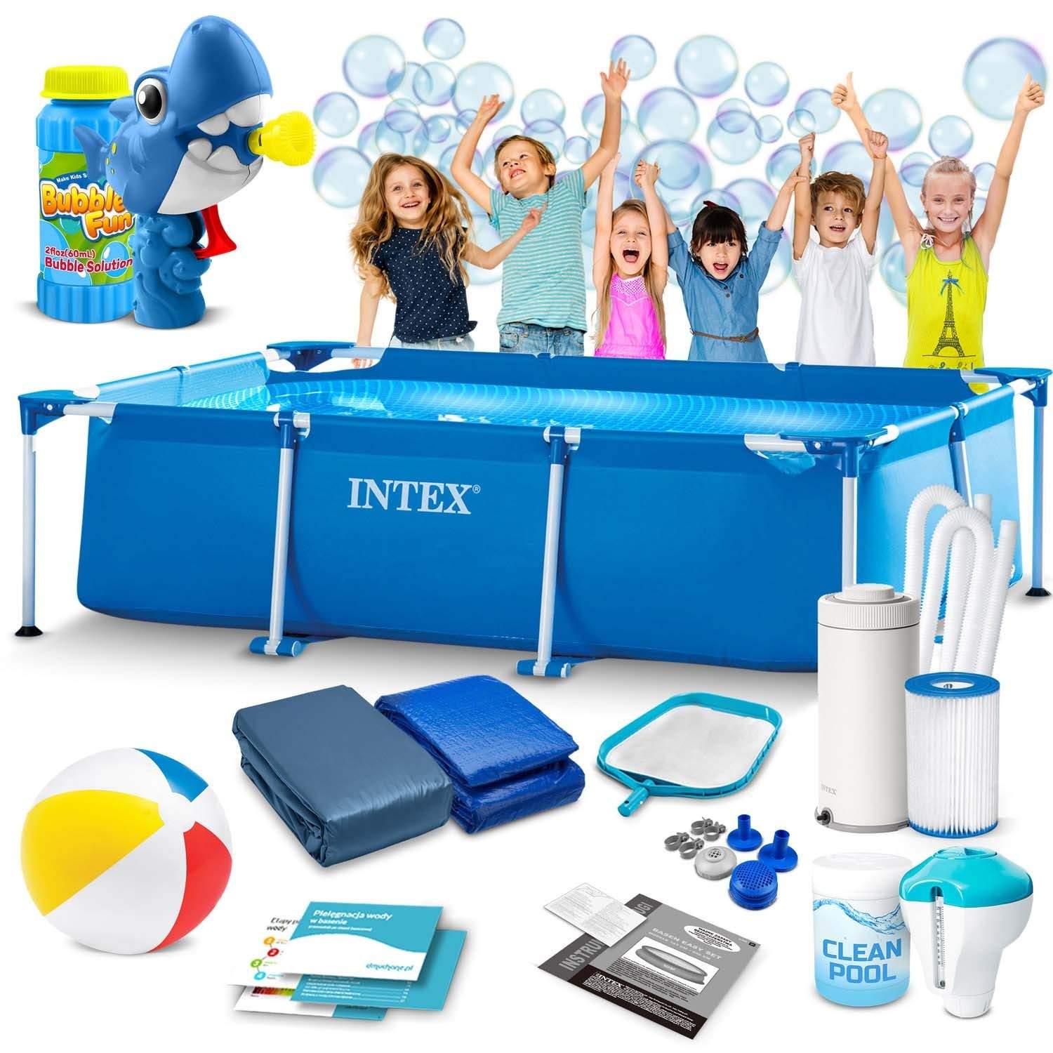 Ramme havepool 300 x 200 x 75 cm 15in1 INTEX 28272 + boblemaskine GRATIS