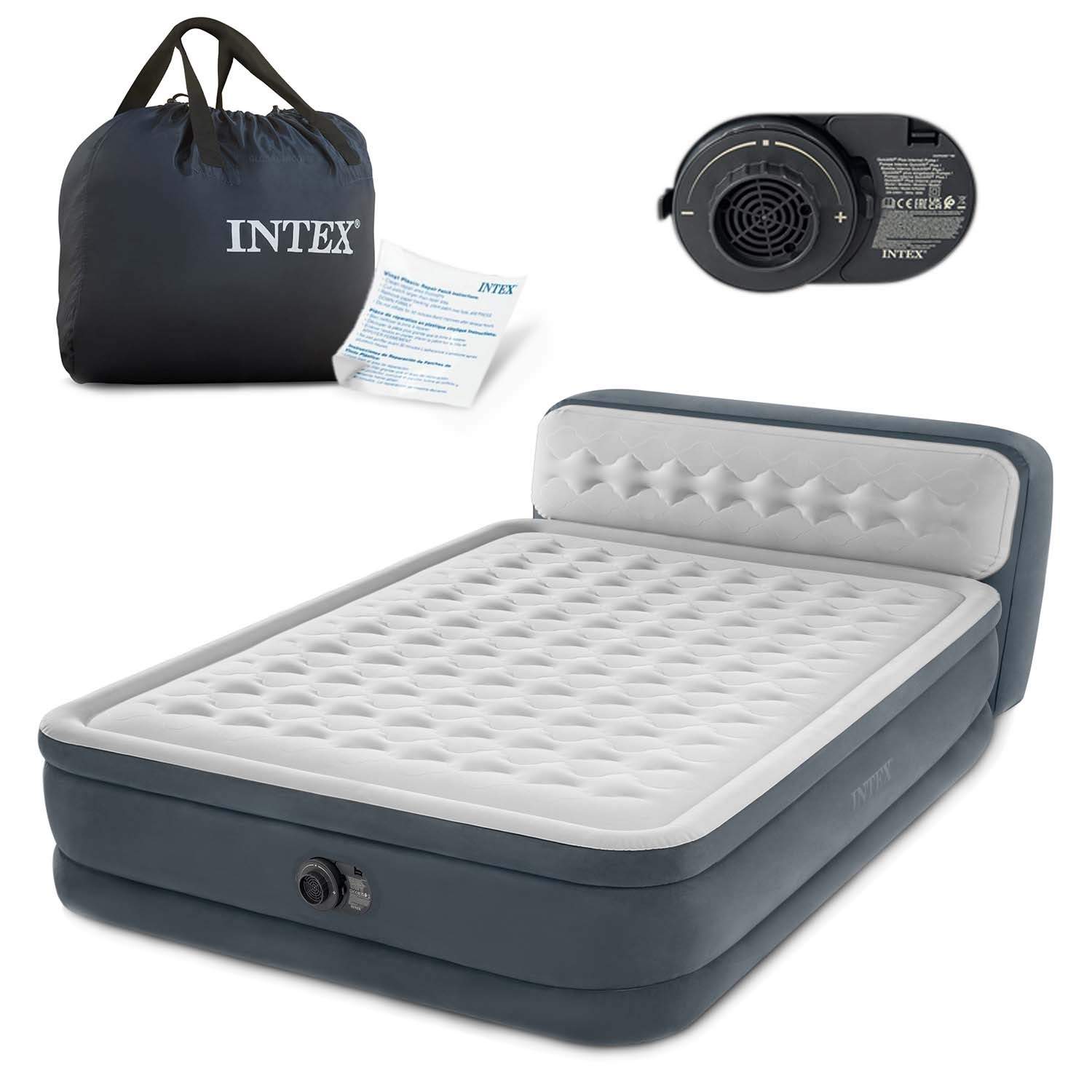 Oppustelig madras 236x152x46 cm med indbygget elektrisk pumpe INTEX 64448