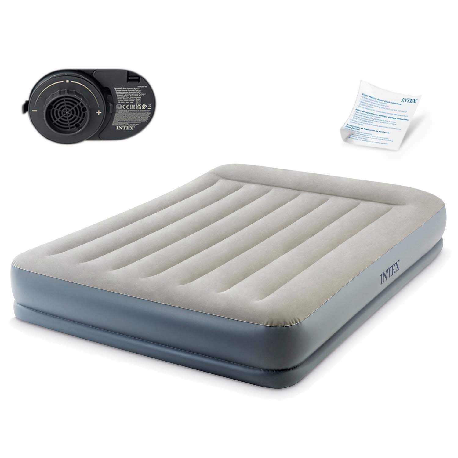 Oppustelig madras 203x152x30 cm med indbygget elektrisk pumpe INTEX 64118