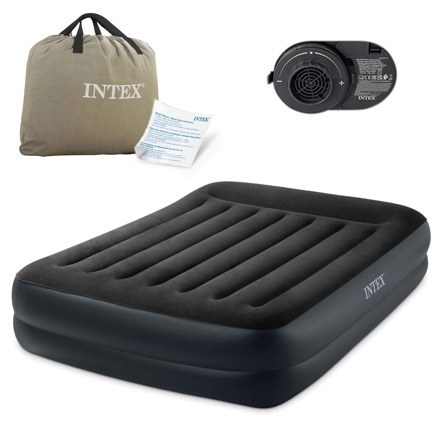 Oppustelig madras 203x152x42 cm med indbygget elektrisk pumpe INTEX 64124