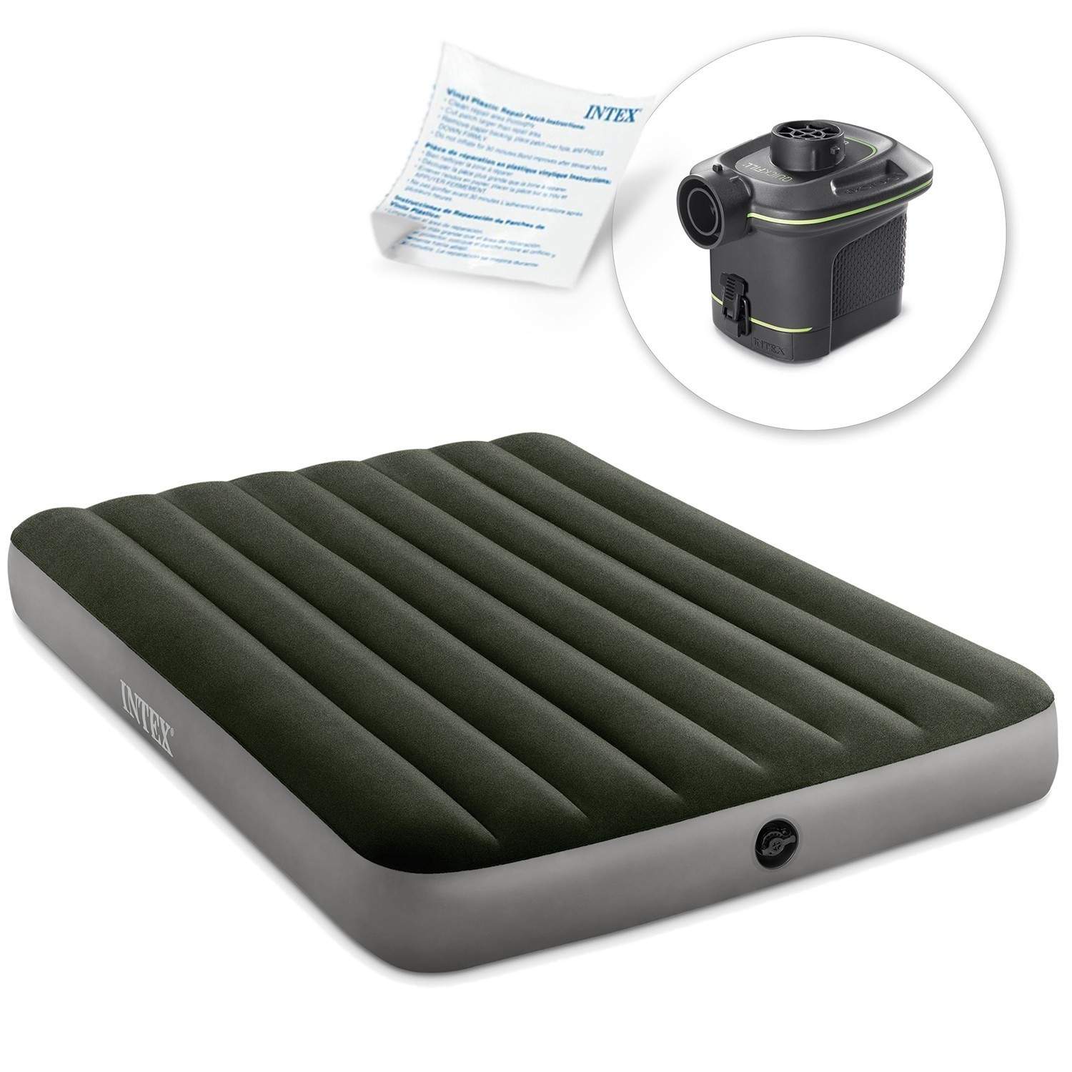 Oppustelig madras 191x137x25 cm med elektrisk pumpe INTEX 64778