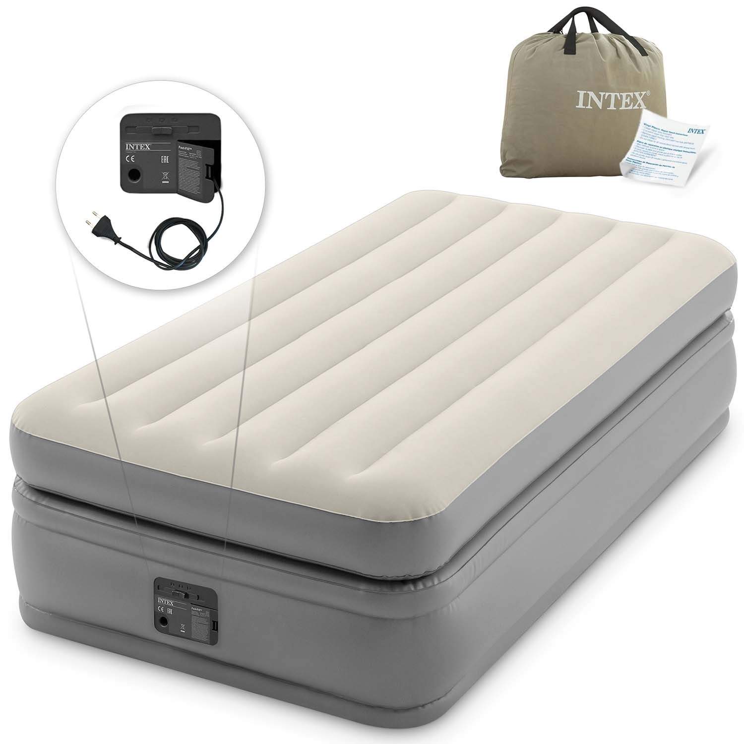 Oppustelig madras 191x99x51 cm med indbygget elektrisk pumpe INTEX 64162