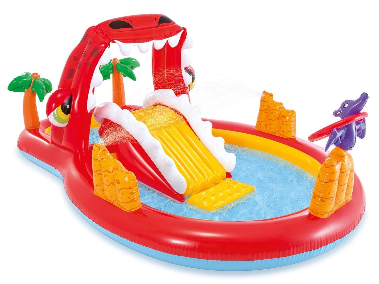 Oppustelig legeplads Dino Dinosaur med rutsjebane 259 x 165 x 107 cm INTEX 57160