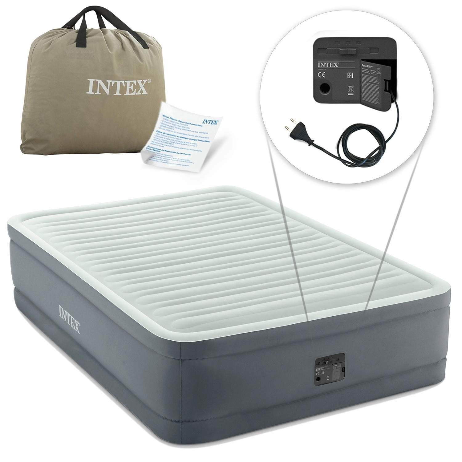 Ilmatäytteinen patja 191x137x46 cm sisäänrakennetulla sähköpumpulla INTEX 64904