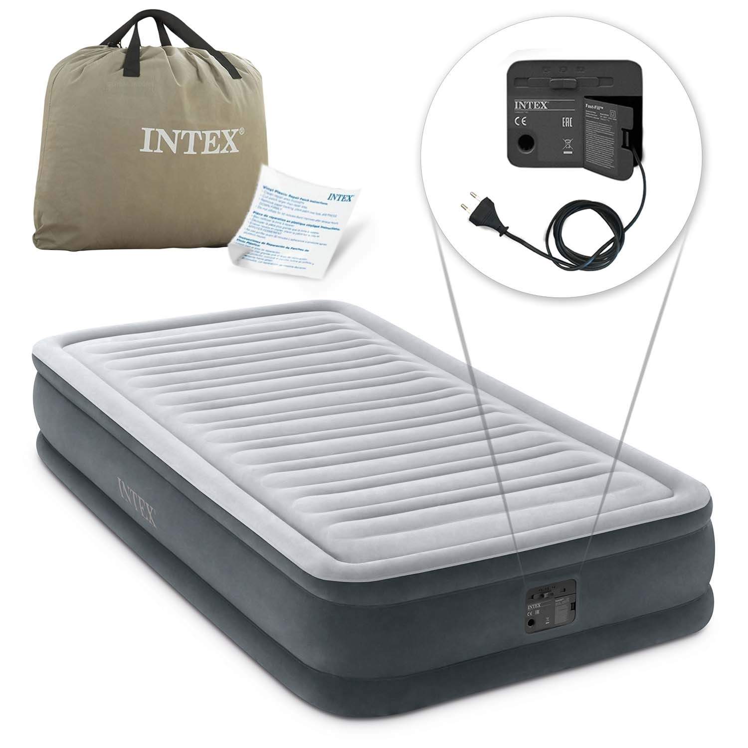 Oppustelig madras 191x99x33 cm med indbygget elektrisk pumpe INTEX 67766