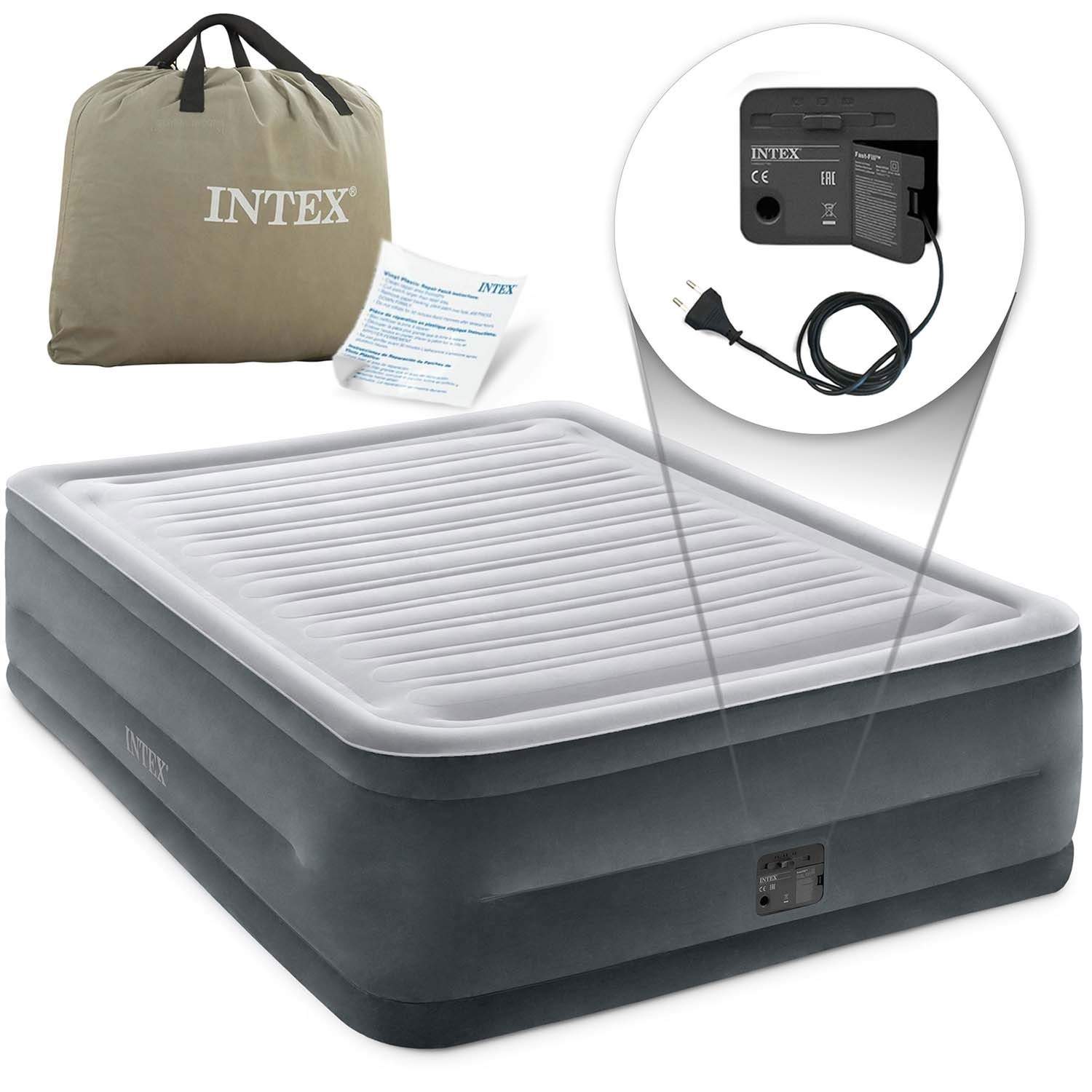 Oppustelig madras 203x152x56cm med indbygget elektrisk pumpe INTEX 64418