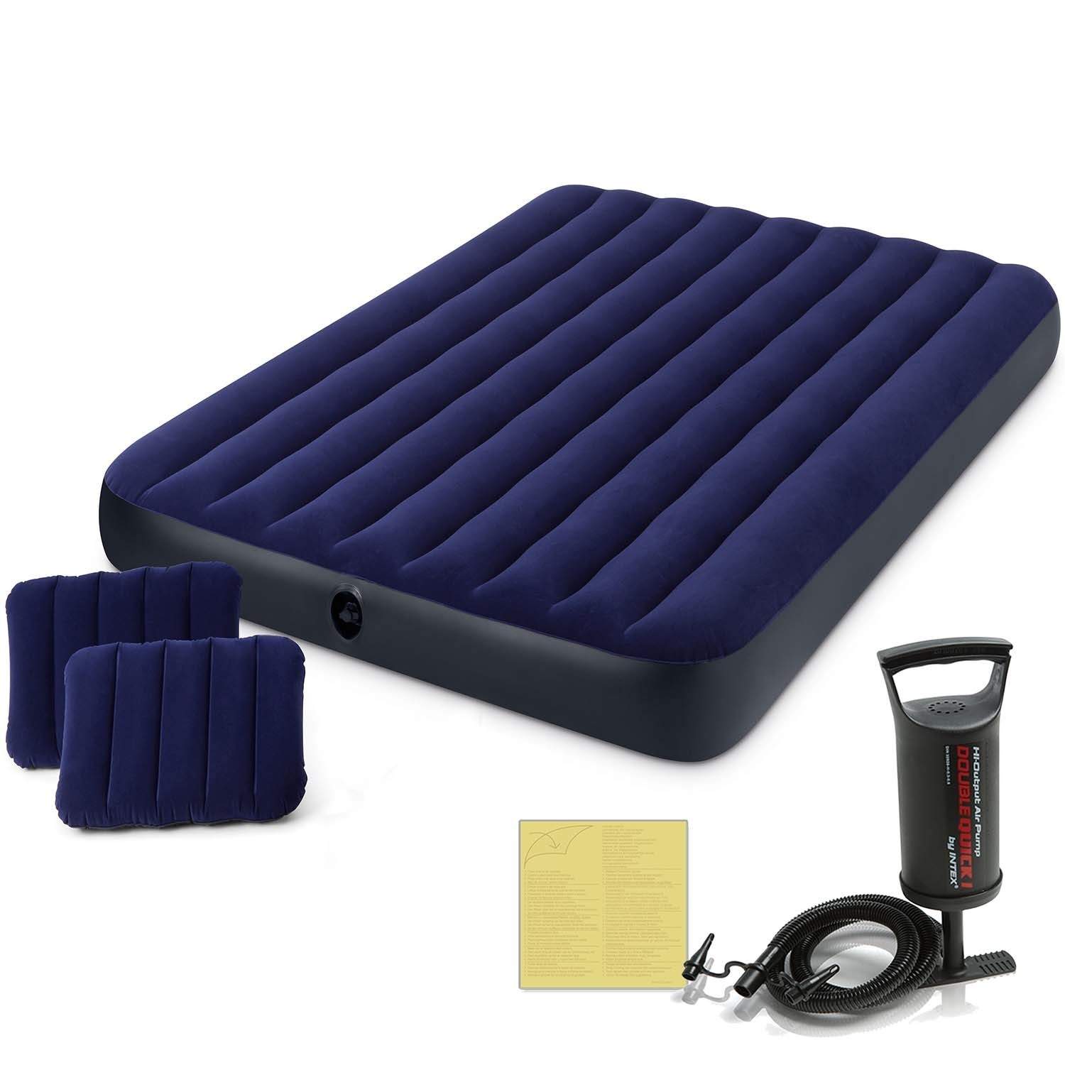 Oppustelig madras 203x152x22 cm med INTEX 68765 stempelpumpe