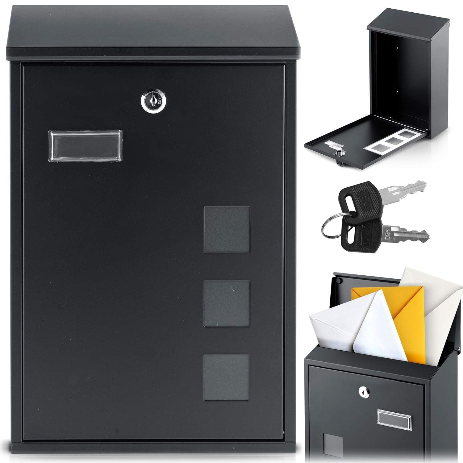 Brevkasse 39x25,5x12 cm sort HM-864