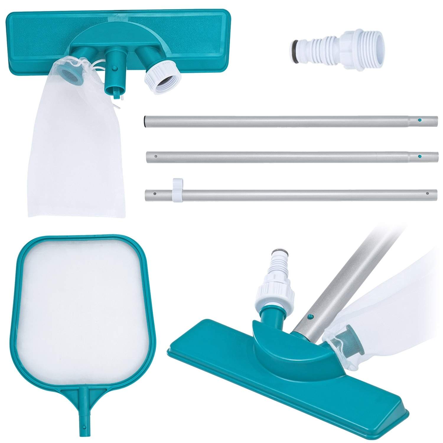 Pool rengøringssæt, 167 cm pind + støvsuger + Bestway 58013 net