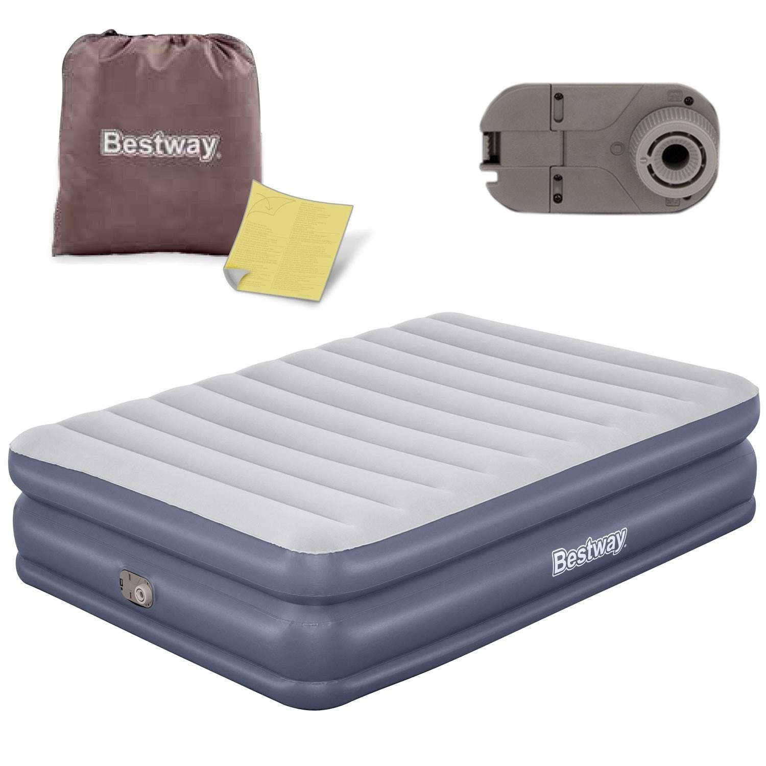 Oppustelig madras 203x152x51 cm med indbygget elektrisk pumpe Bestway 67925