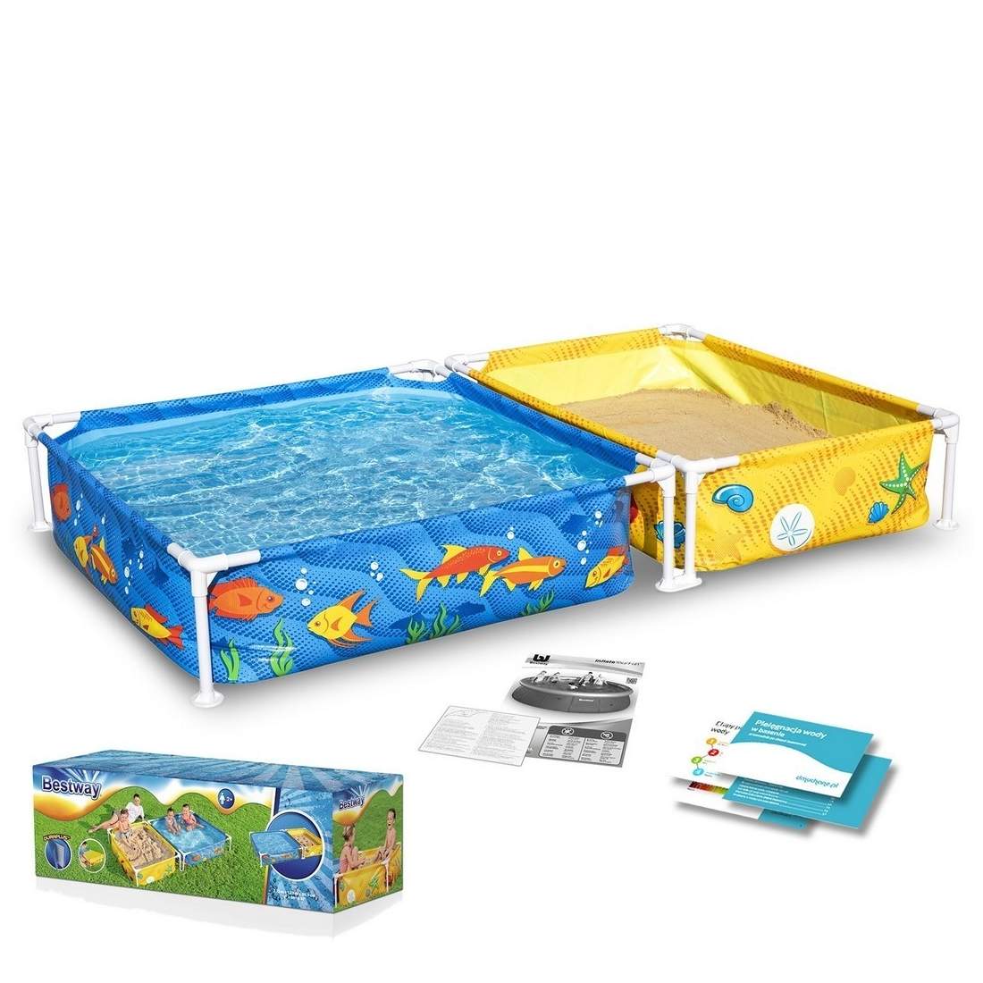Trädgårdsbassäng för barn med sandlåda 213 x 112 x 30,5 cm Bestway 561CF | Hem & Hobby | Pryloteket