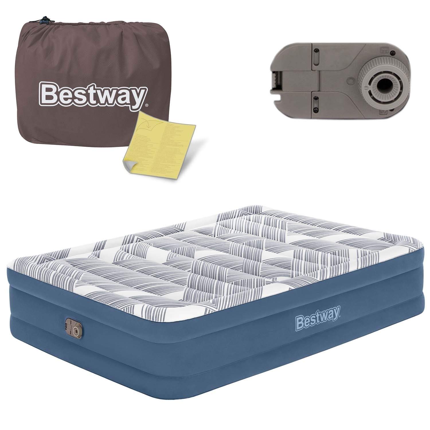 Oppustelig madras 203x152x46 cm med indbygget elektrisk pumpe Bestway 6713C