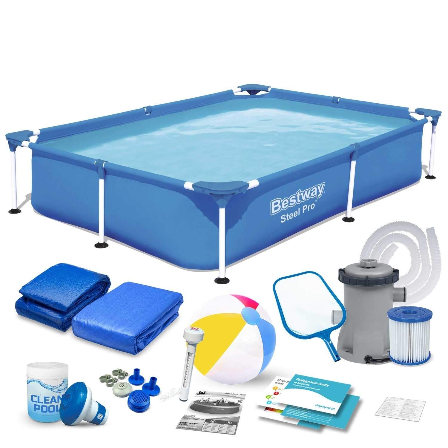 Rektangulær ramme pool 221x150x43 cm 16in1 Bestway 56401