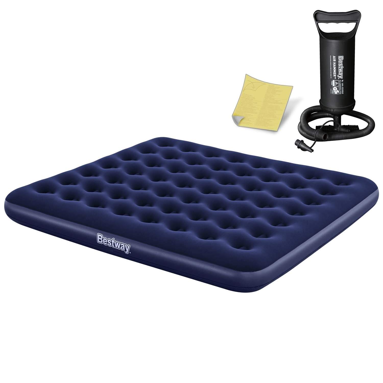 Oppustelig madras 203x183x22 cm med stempelpumpe Bestway 67004