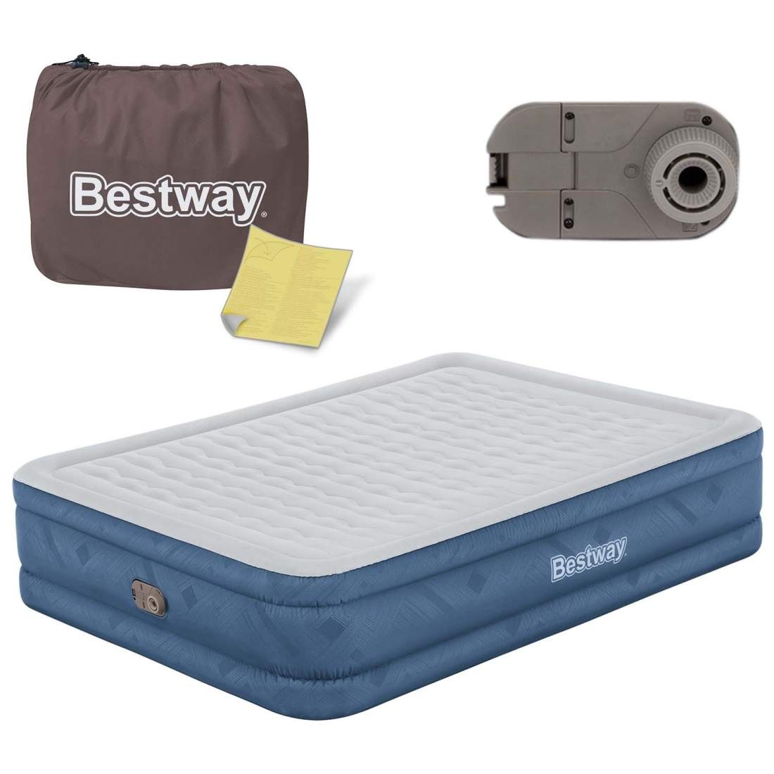 Uppblåsbar madrass 203x152x46 cm med inbyggd elektrisk pump Bestway 69075 | Hem & Hobby - Hem & Hushåll - Bygg | Pryloteket