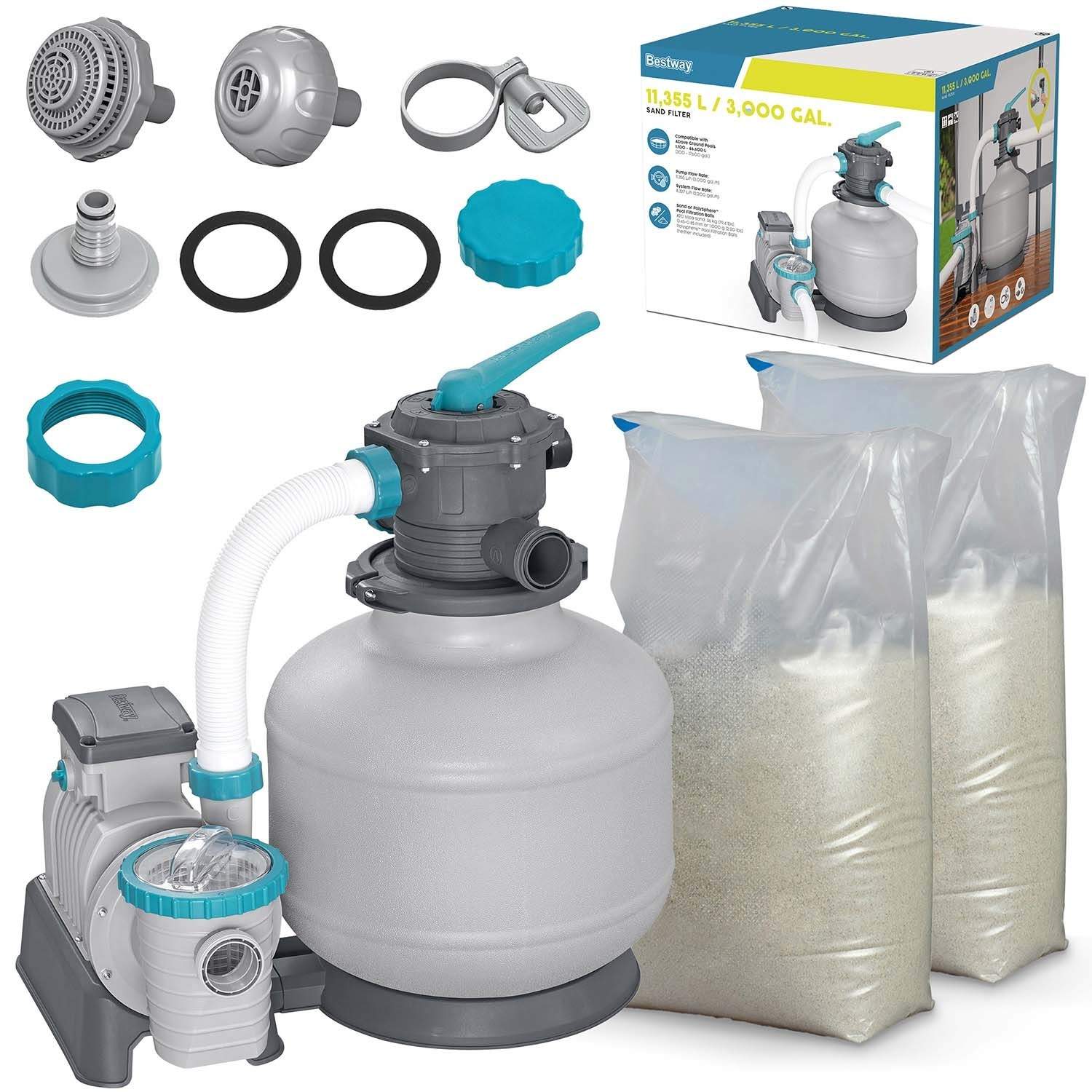 Sandpumpe 11355 L/t + Sand 50kg Bestway