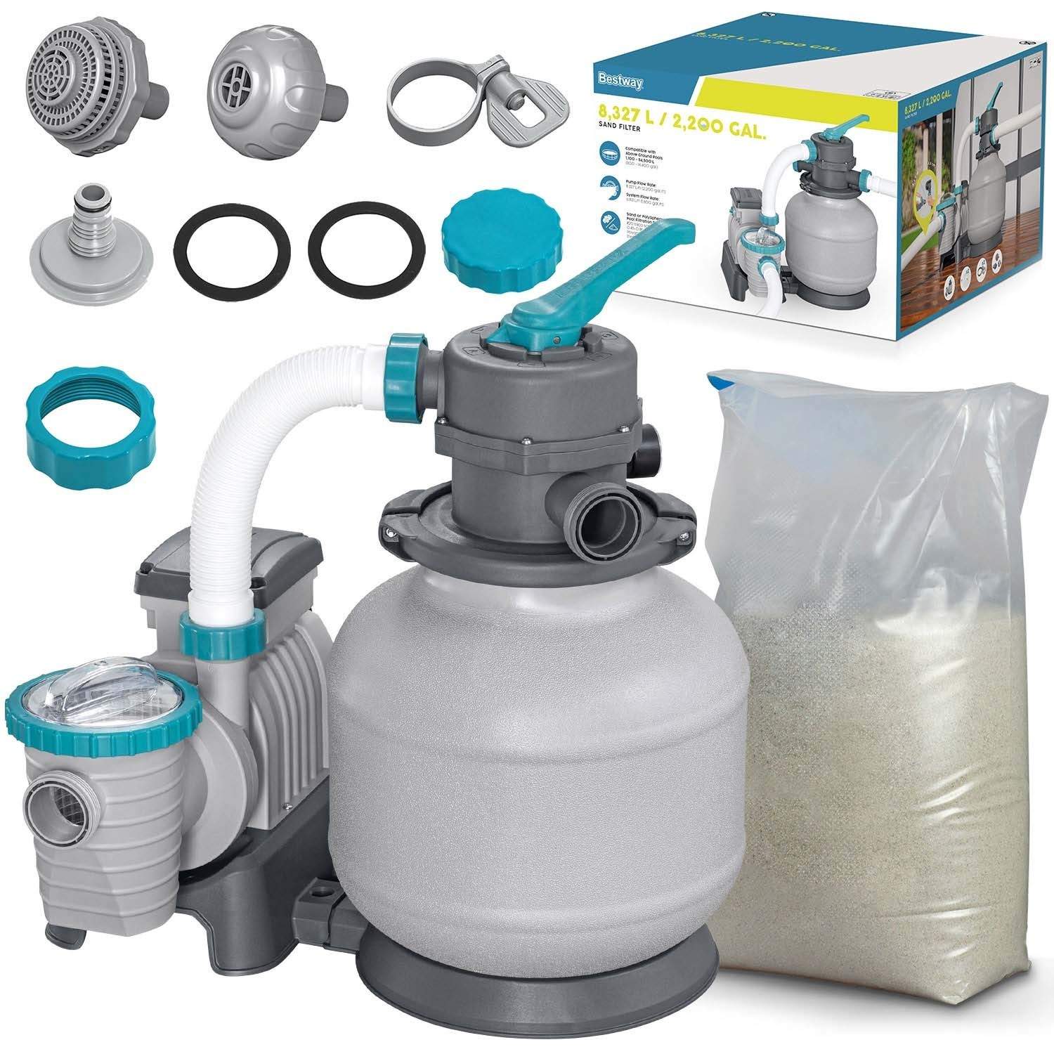 Sandpumpe 8327 l/t Bestway 58499 + sand 25 kg