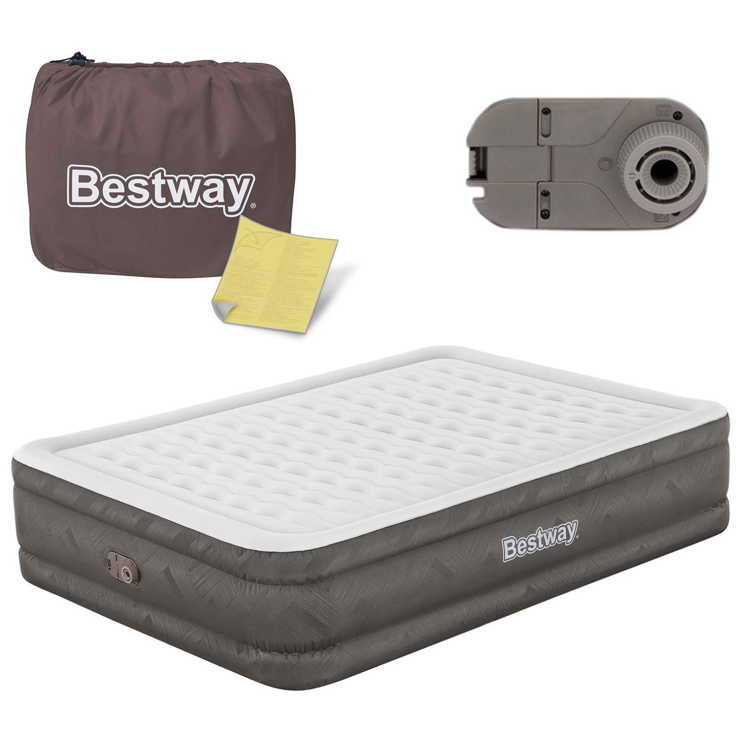 Oppustelig madras 203x152x46 cm med indbygget elektrisk pumpe Bestway 69050