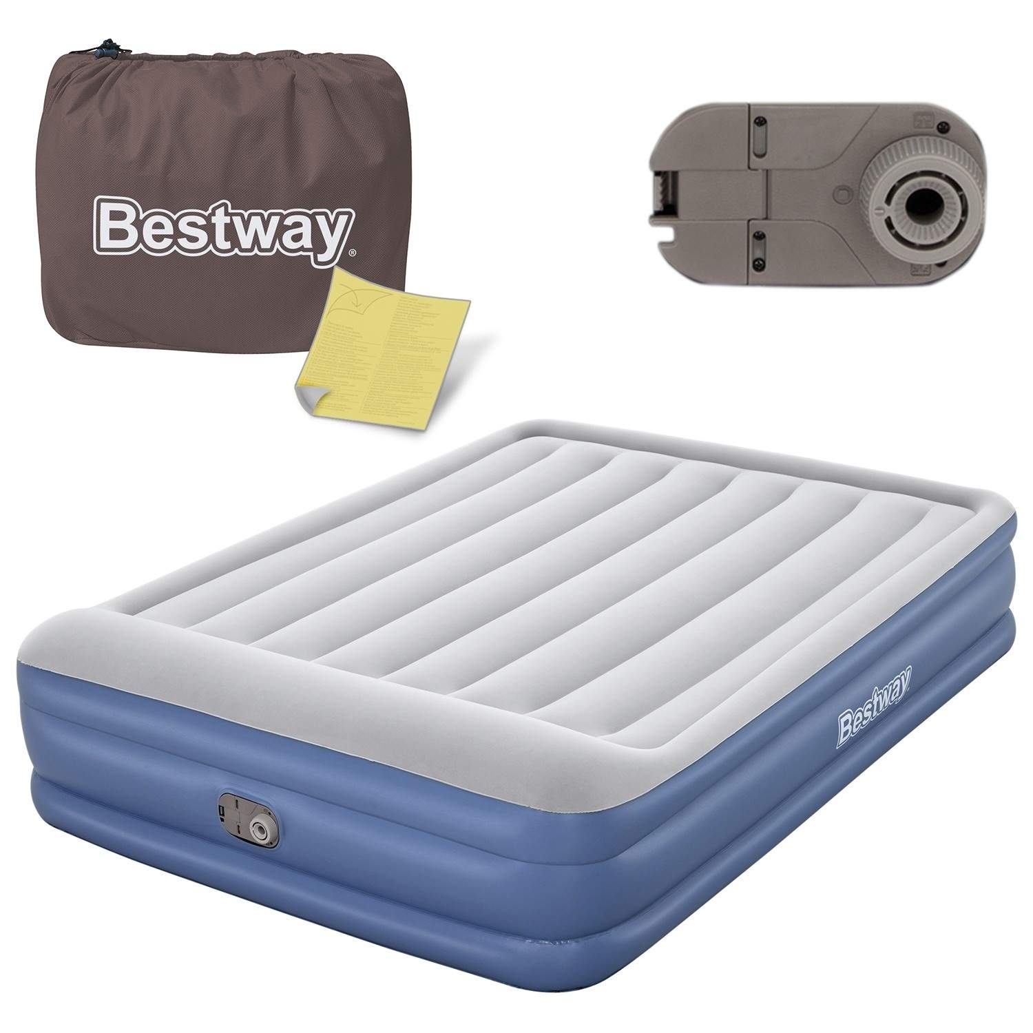 Oppustelig madras 203x152x46 cm med indbygget elektrisk pumpe Bestway 67630