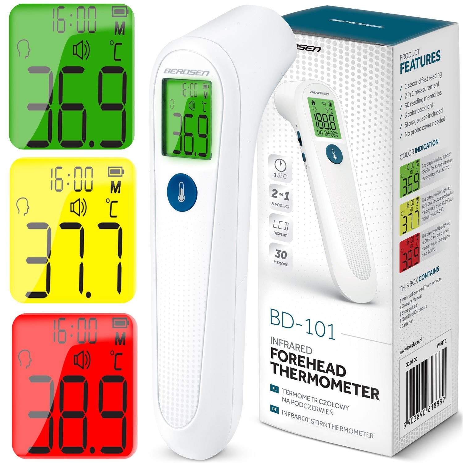 Beröringsfri Infraröd Termometer BD-101 Berdsen | Sport & Fritid - Friluftsliv & Camping - Belysning | Pryloteket