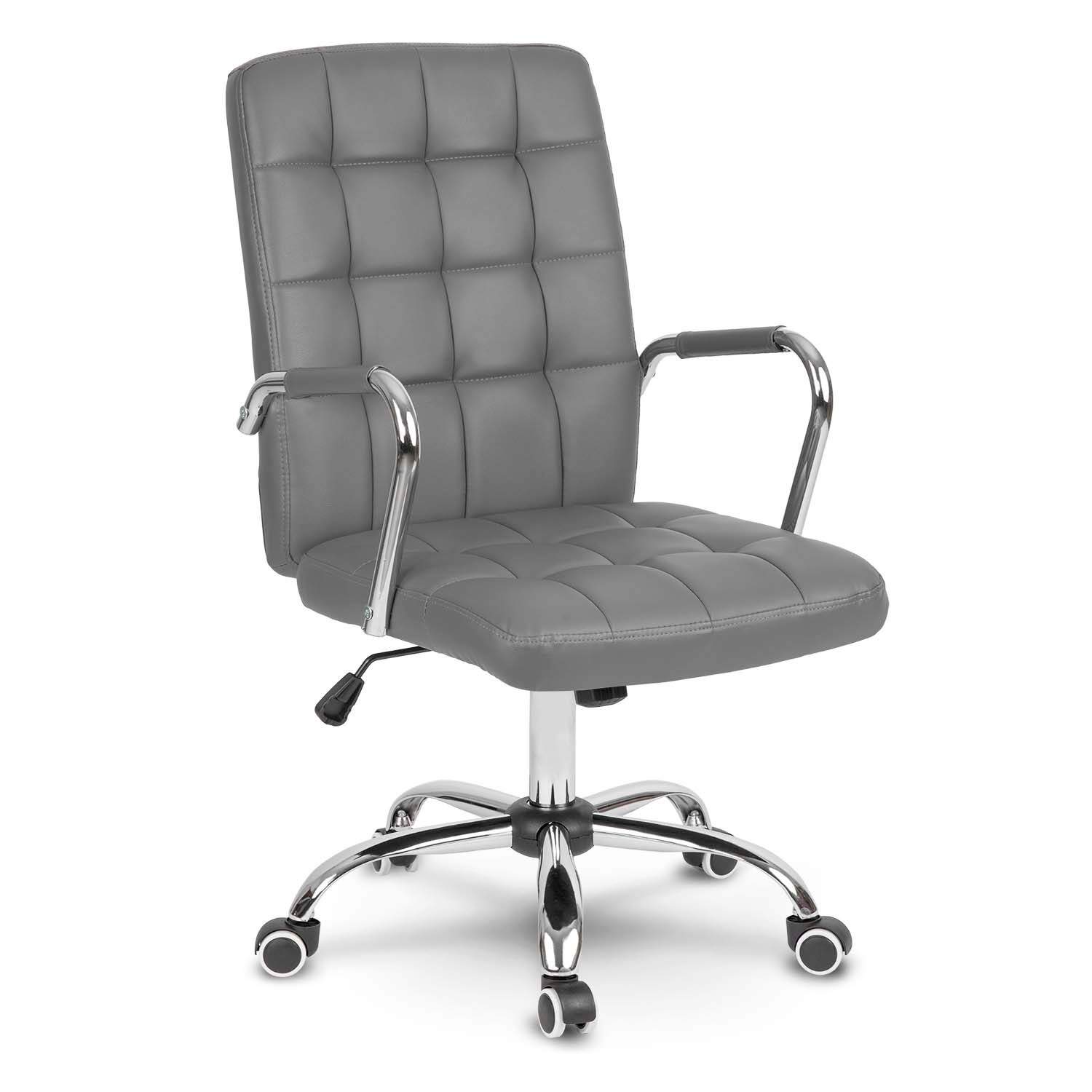 Ergonomisk kontorstol i læder Benton - Grå
