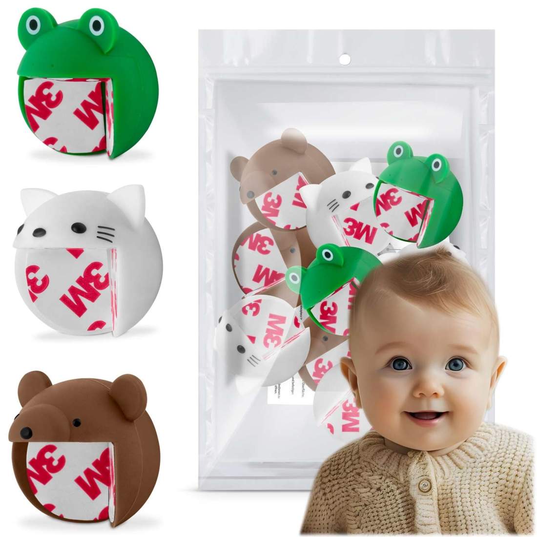 Hörnskydd för skåp i form av djurhuvuden - 10-pack | Hälsa & Skönhet - Personvård - Hygien | Pryloteket