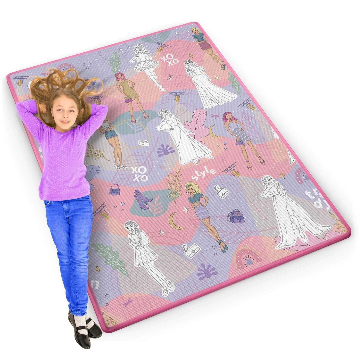 Farverig og rullebar skummåtte til børn, 120 x 90 x 0,3 cm - Ricokids RK-344