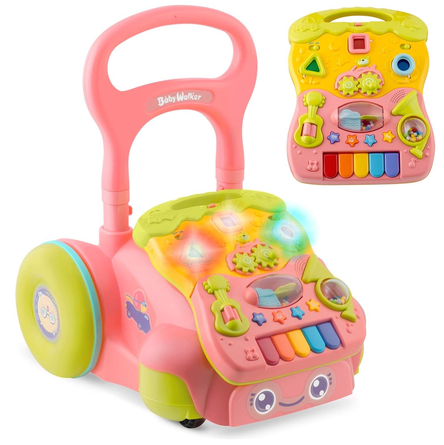Pædagogisk rollator med musik 2-i-1 RK-744 Ricokids pink