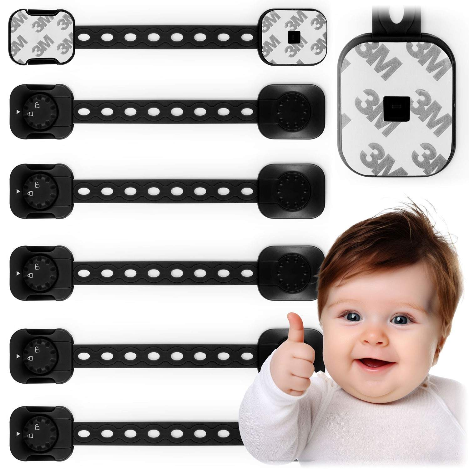 Sikkerhedslås til skabe Ricokids 798202, 6-pak, Sort