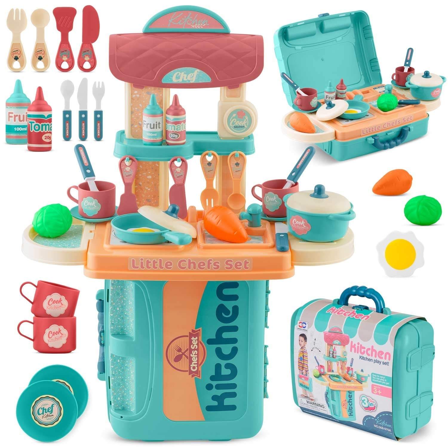 Bärbar leksakskök för barn - Ricokids 772901 | Hem & Hobby - Hem & Hushåll - Kök - Köksredskap | Pryloteket