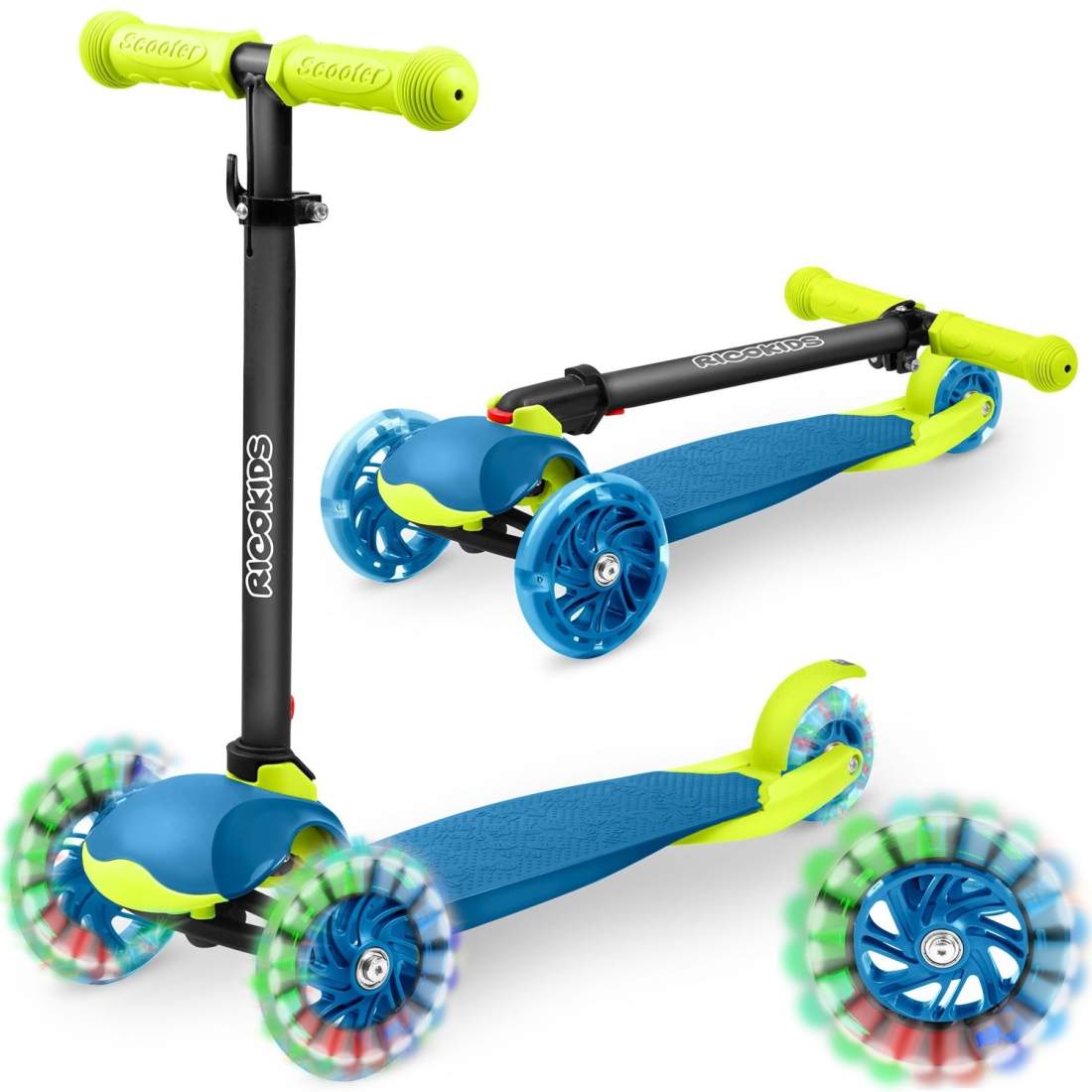 Tre-hjuling sparkcykel Ricokids Loco - blå/grön | Hem & Hobby - Hem & Hushåll - Bygg | Pryloteket
