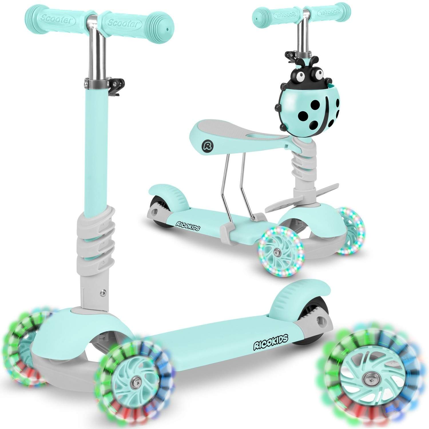 Trehjulet løbehjul Ricokids Buggy - Mintgrøn