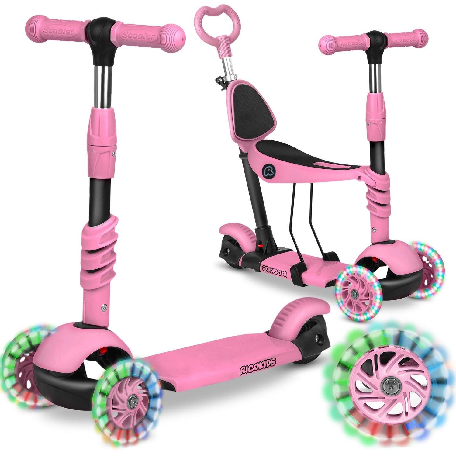 Trehjulig Sparkcykel Ricokids Todi - Rosa | Sport & Fritid - Friluftsliv & Camping - Belysning | Pryloteket