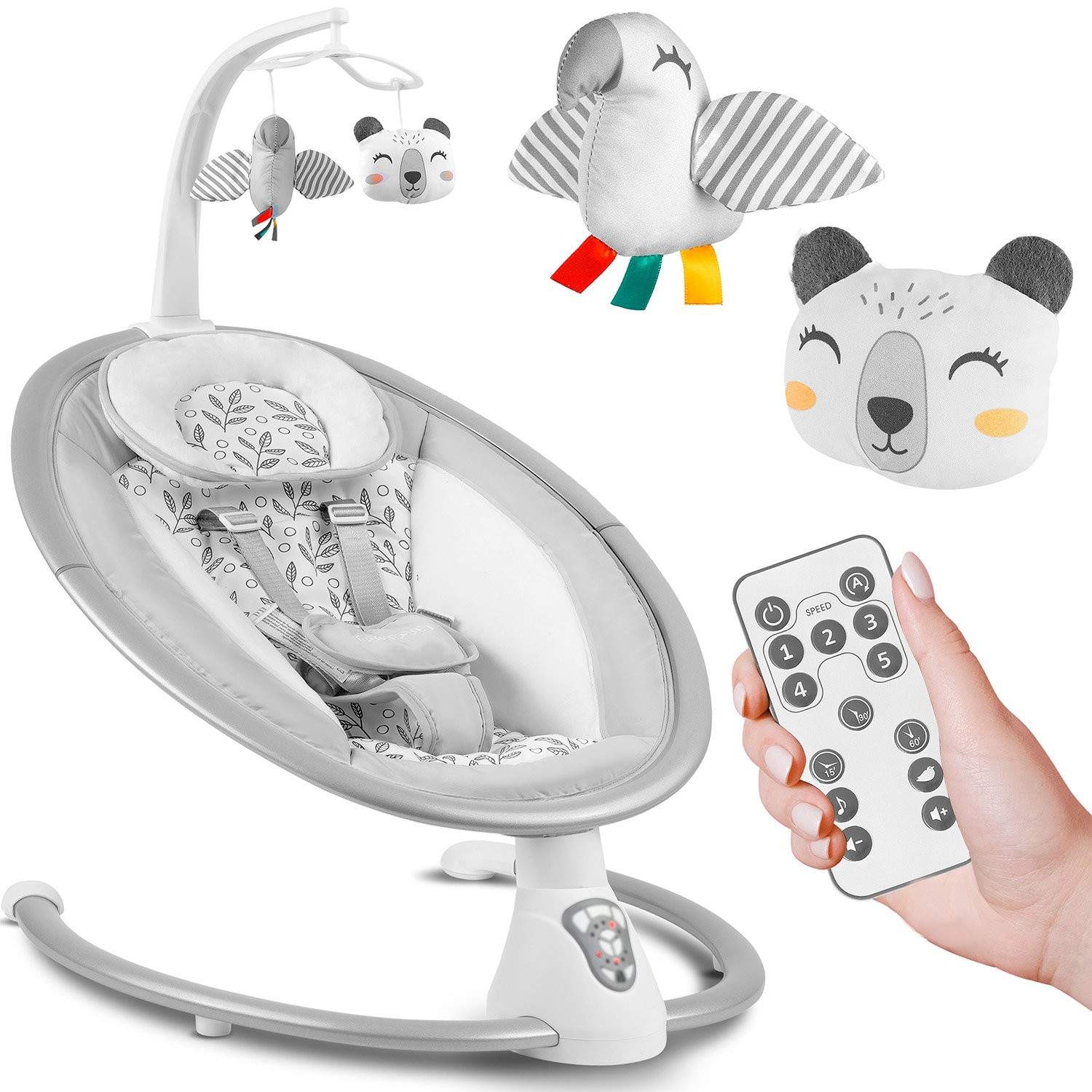 Bujaczek leżaczek multifunktionell med automatisk gungning vit och grå Ricokids 705000 | Hälsa & Skönhet - Personvård - Vård & Rehabilitering - Hållning | Pryloteket