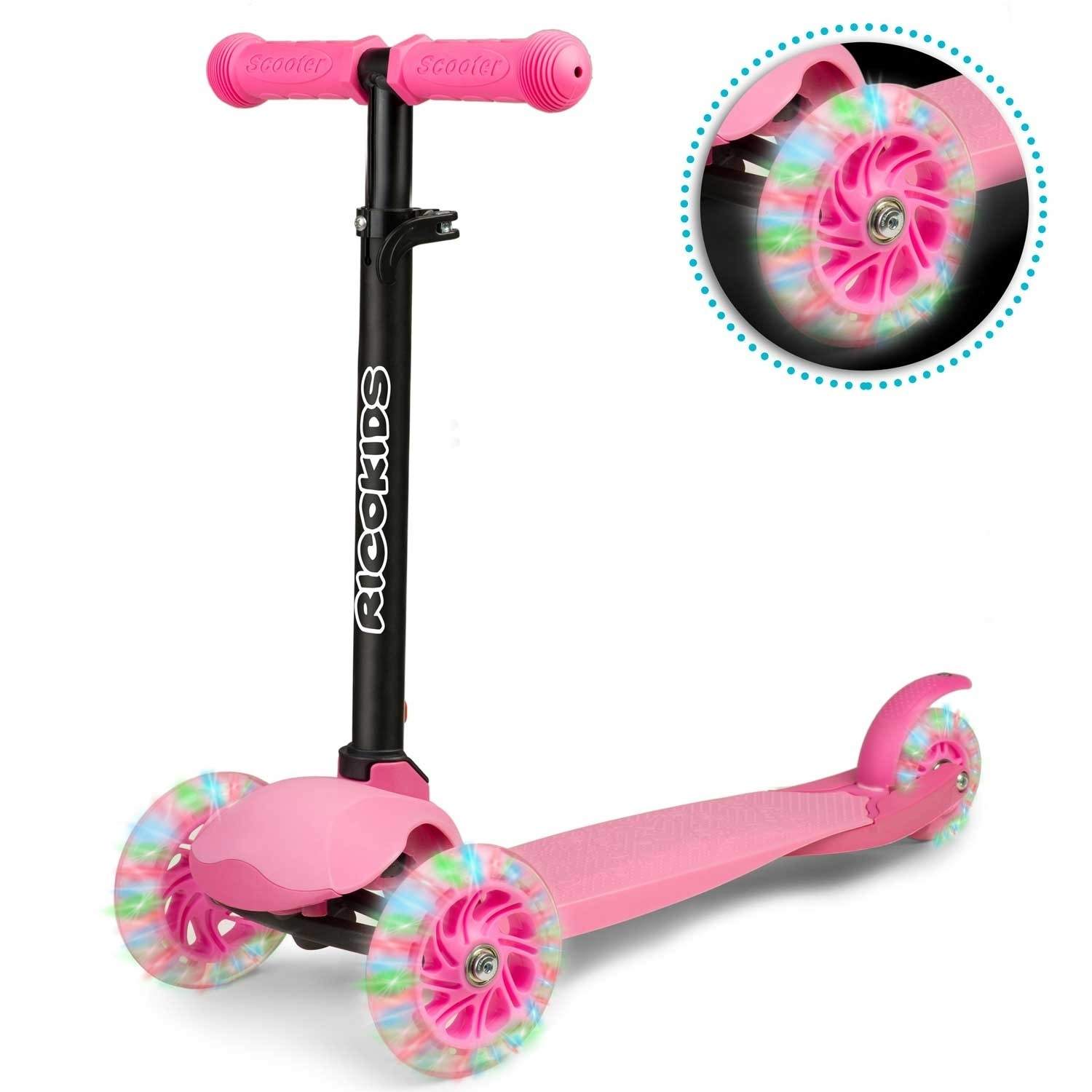 Pink trehjulet scooter til børn - Ricokids Loco