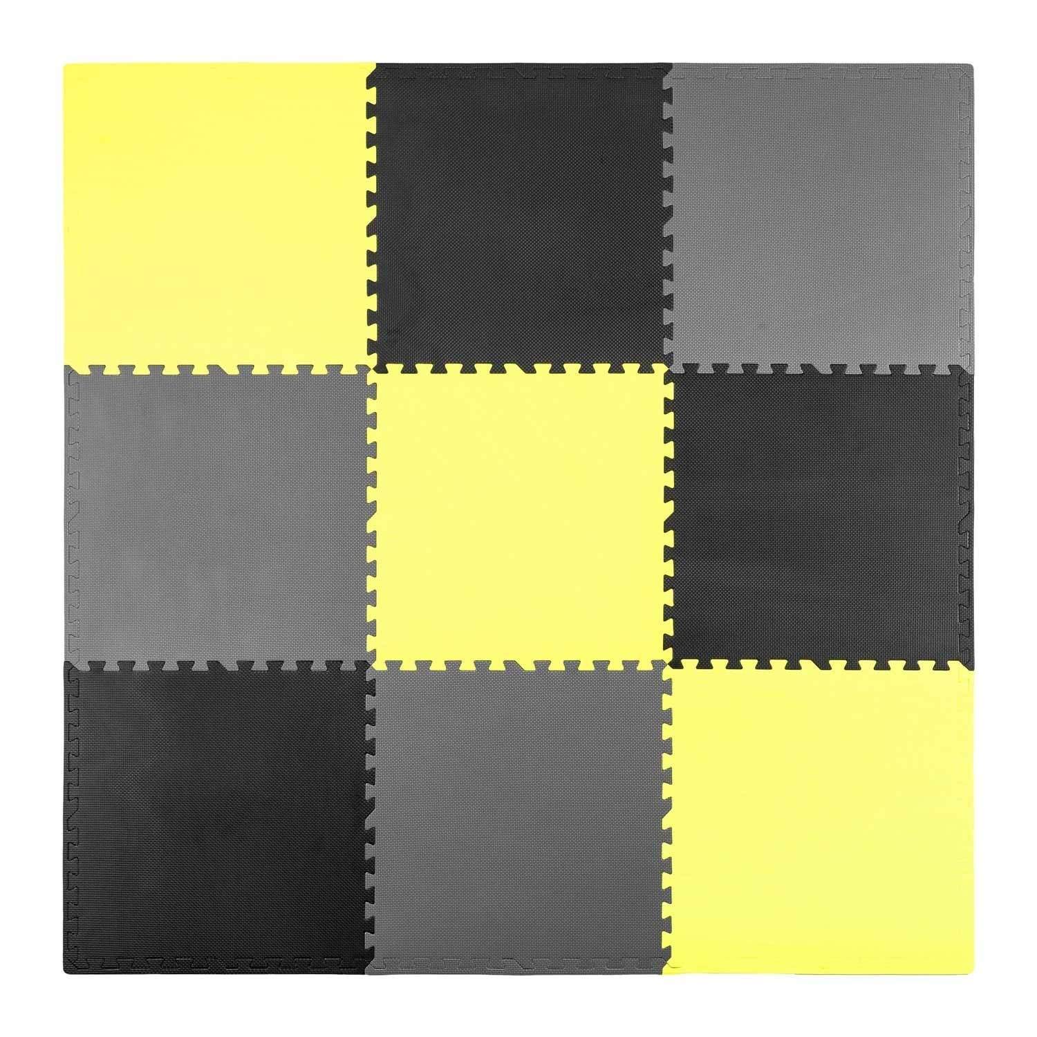Skummåtte Puslespil 180x180cm 9 stk Grå/Gul