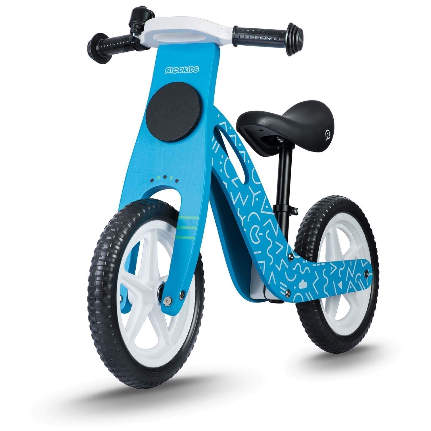 Blå balancecykel i træ Ricokids RC-613