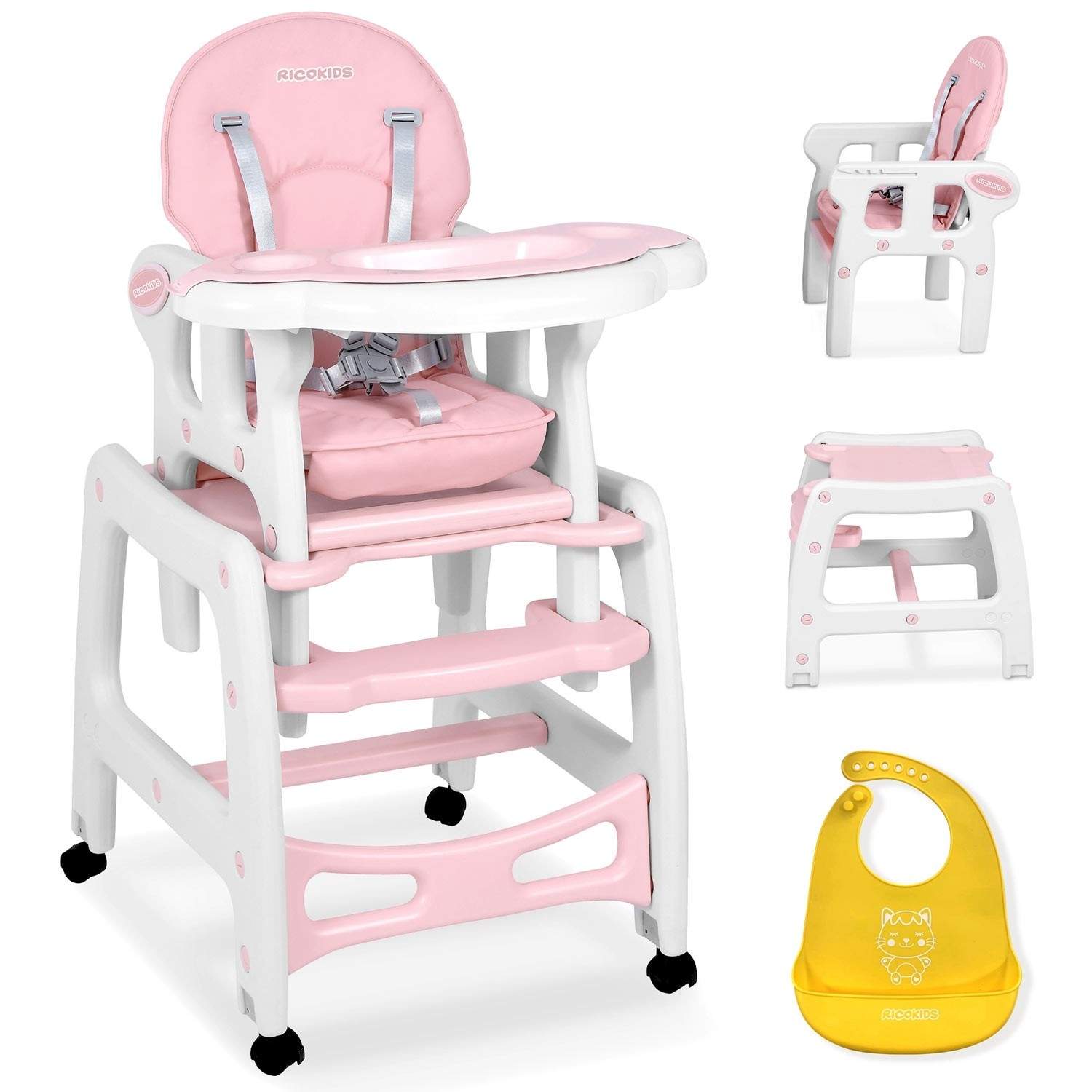Multifunktionel 5-i-1 spisestuestol Sinco, Pink