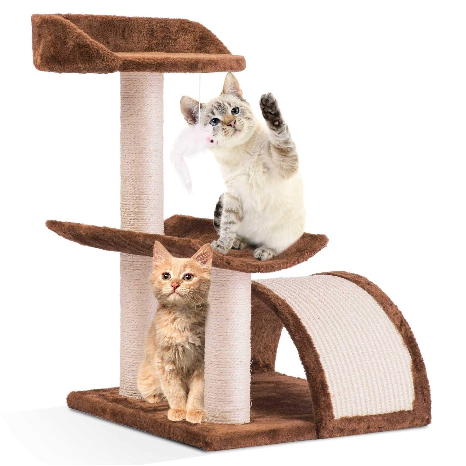 Kattkoja med Klösbräda, 58 cm, Brun – Pethaus DR-254 | Hem & Hobby - Husdjur - Katt | Pryloteket