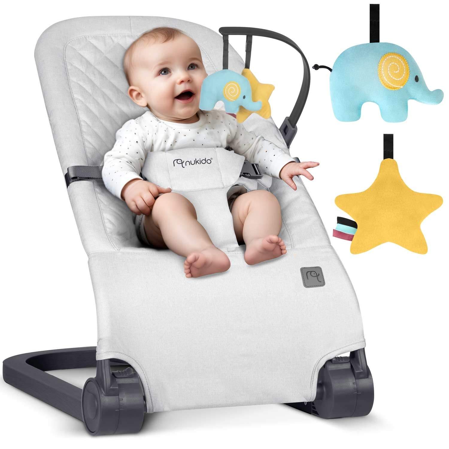Babygynge med legetøj NK-52 Nukido - lysegrå