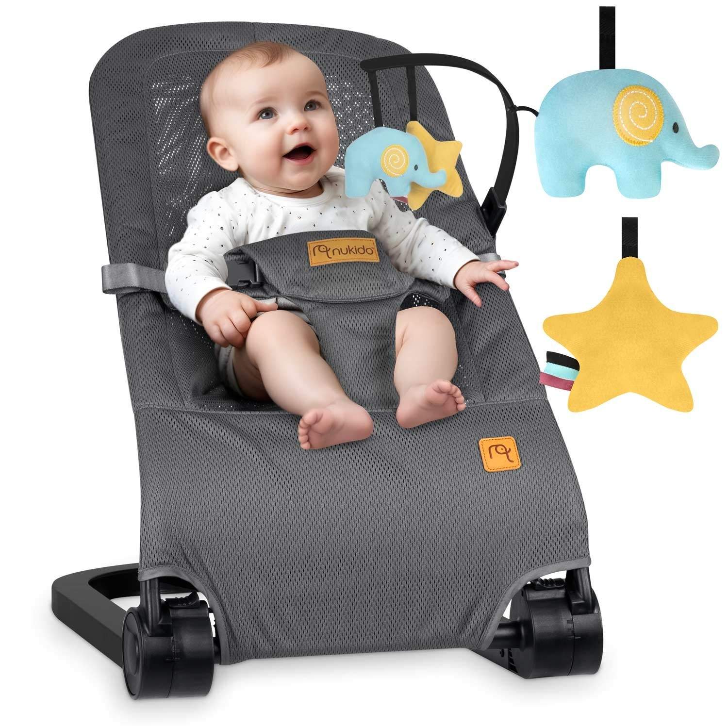 Grå Babysitter med Swing funktion og Toys NK-52 Nukido