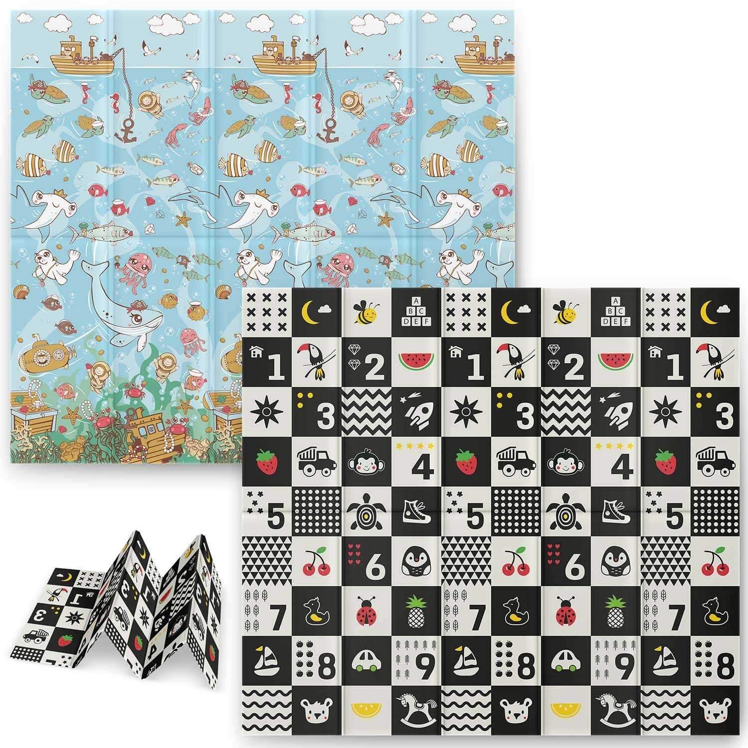 Foldeskummåtte 200 x 180 x 1 cm Nukido NK-340 Ocean & Numbers