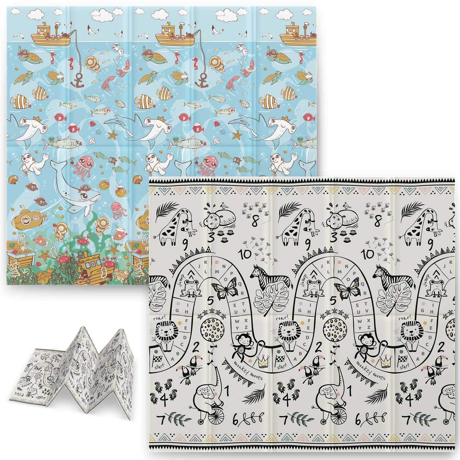 Hopfällbar Lekmatta 200 x 180 x 1 cm Nukido NK-340 Ocean Safari | Hem & Hobby | Pryloteket