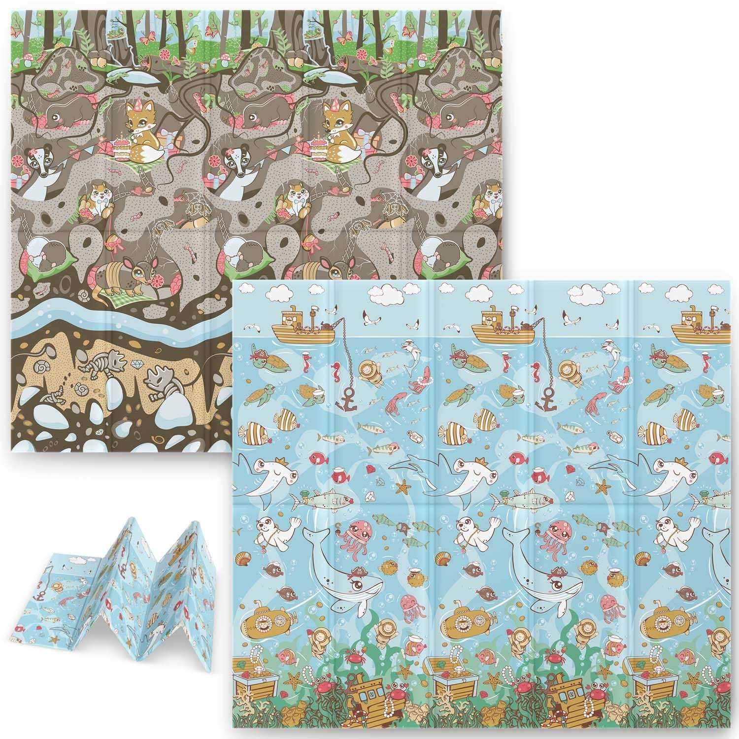 Sammenfoldelig legemåtte 200x180x1 cm Nukido NK-340 Hav og land