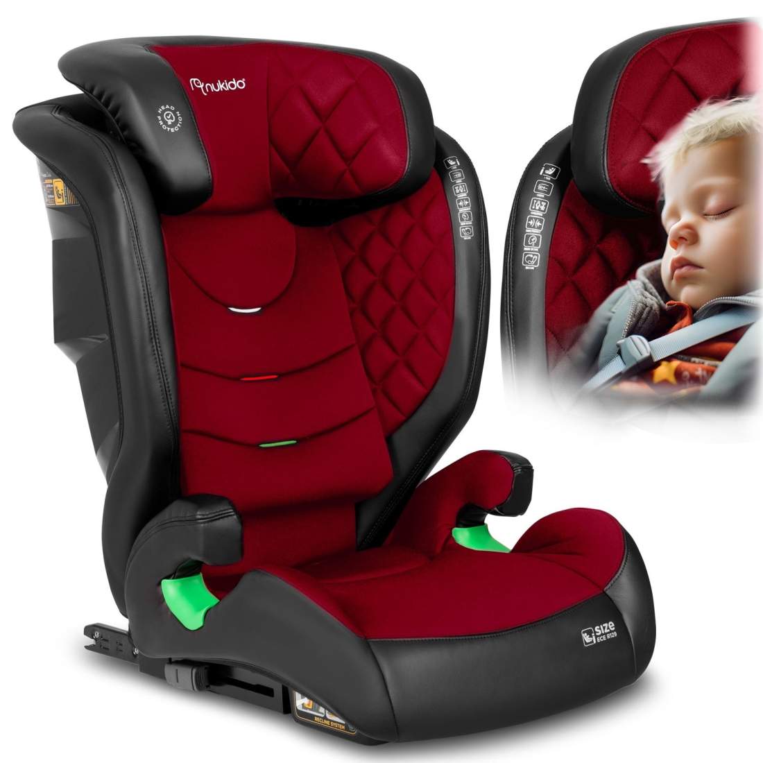 Bilbarnstol Nukido Louis svart/röd 15-36 kg ISOFIX | Hem & Hobby - Hem & Hushåll - Tvätt | Pryloteket