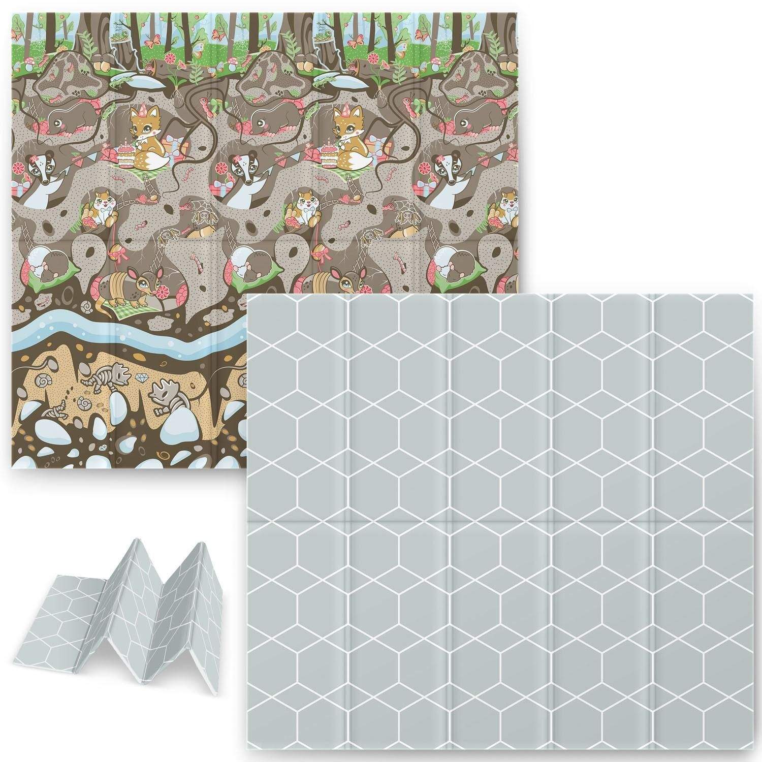 Sammenfoldelig legemåtte 200 x 180 x 1 cm Nukido NK-340 Jordfarver