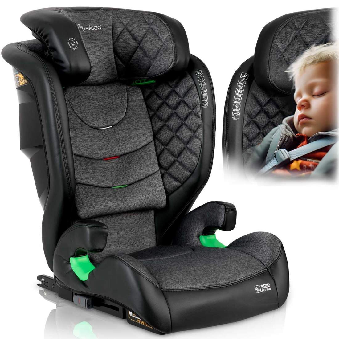 Bilbarnstol Nukido Louis svart-grå 15-36 kg ISOFIX | Hem & Hobby - Hem & Hushåll - Tvätt | Pryloteket